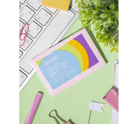 Стикеры Attache Bright colours 76x51 мм пастельные розовые 1 блок, 100 листов 1495399