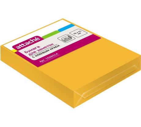 Стикеры Attache 76x51 мм неоновые оранжевые 1 блок, 100 листов 1556514