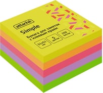 Стикеры Attache Simple 51x51 мм неоновые 5 цветов 1 блок, 250 листов 1635531