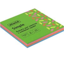 Стикеры Attache Bright Colours Весенняя радуга 76x76 мм неоновые 4 цвета 1 блок, 100 листов 1622655