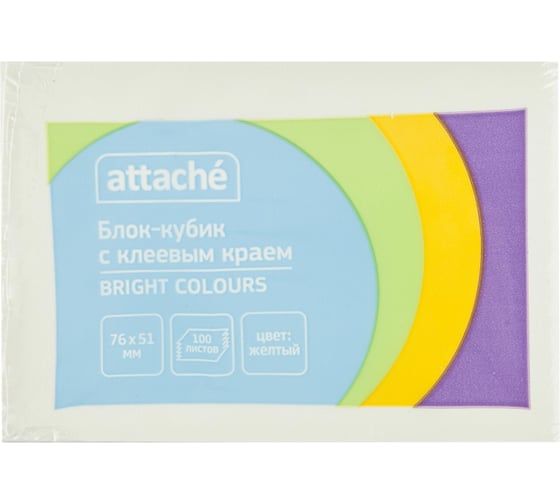 Стикеры Attache Bright colours 76x51 мм пастельные желтые 1 блок, 100 листов 1495398