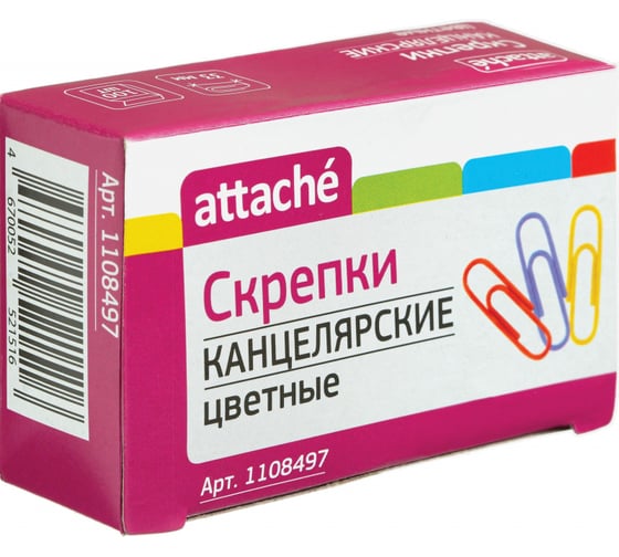 Металлические скрепки Attache 33 мм с полимерным покрытием 100 шт 1108497