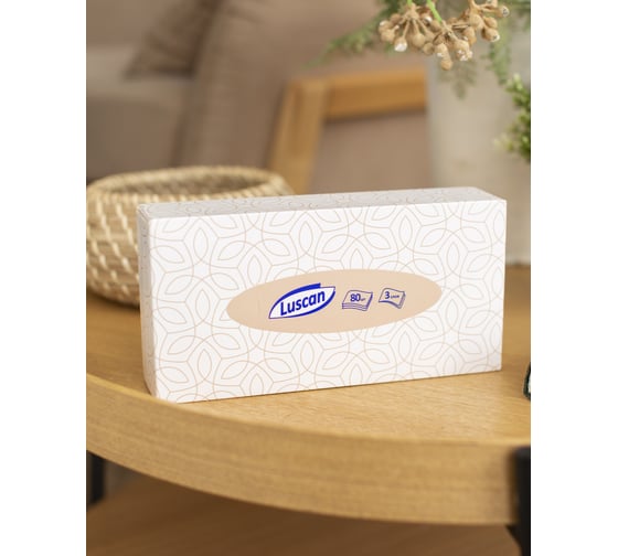 Косметические салфетки Luscan 3 слоя 80 шт в упаковке белые 1519345
