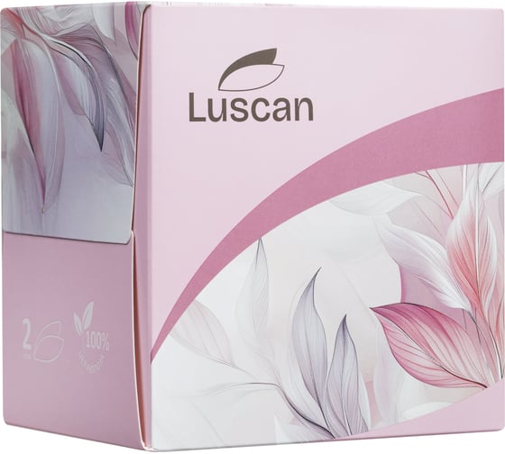 Косметические салфетки Luscan 2 слоя 90 шт в упаковке в кубе белые 1519344