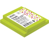Стикеры Attache Simple 76x51 мм, 76x76мм неон зеленый набор 2 шт, 100 листов 1654252