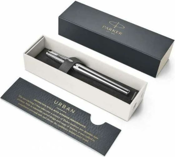 Ручка-роллер Parker Urban Premium -Silvered Powder CT, F, BL 1931586