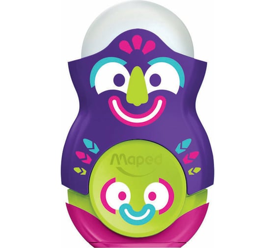 Точилка Maped Loopy Fancy, с контейнером и стирательной резинкой, ассорти 049131 228777