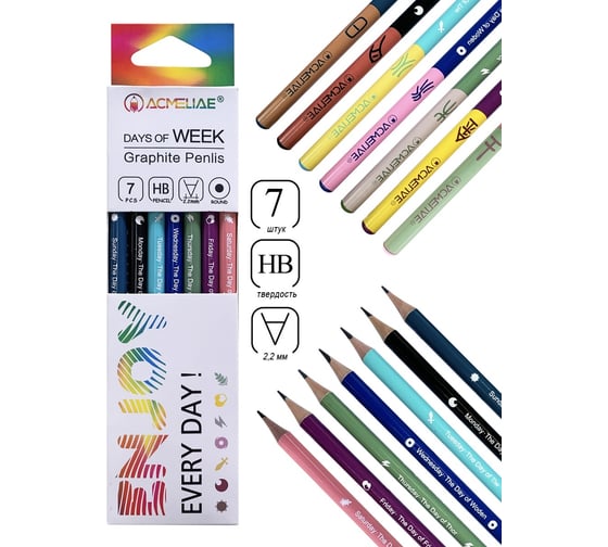 Набор чернографитных карандашей ACMELIAE Week HB 7 шт. 43998
