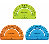 Транспортир BRAUBERG Flex 10 см, гибкий, пластиковый, 180 градусов, ассорти, европодвес 210676