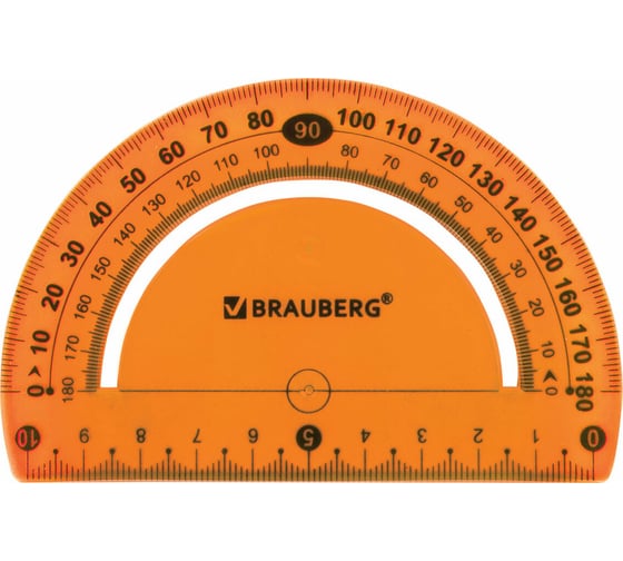 Транспортир BRAUBERG Flex 10 см, гибкий, пластиковый, 180 градусов, ассорти, европодвес 210676