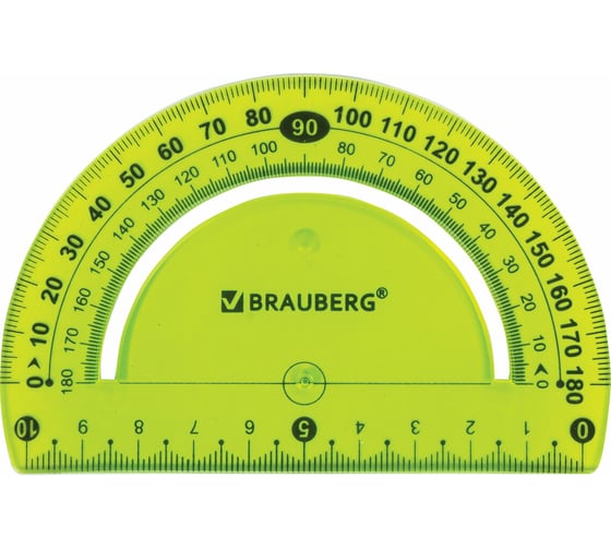 Транспортир BRAUBERG Flex 10 см, гибкий, пластиковый, 180 градусов, ассорти, европодвес 210676