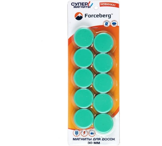 Магнит для магнитной доски Forceberg 30 мм, зеленый, 10шт 9-3613114-010F