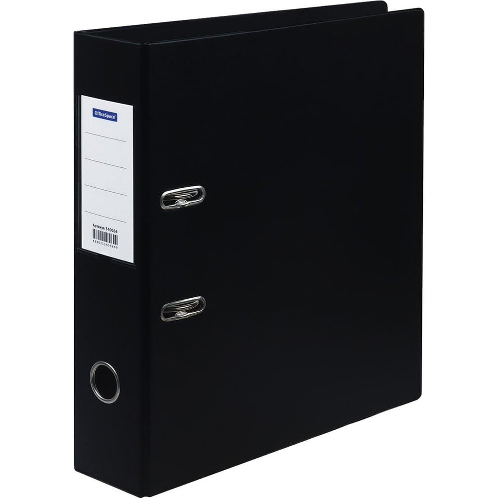 Папка-регистратор OfficeSpace 70 мм, ПВХ, с карманом на корешке, черная ...