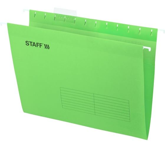 Подвесные папки STAFF А4 350x240 мм до 80 листов, комплект 10 шт, зеленые, картон 270929 1