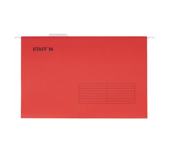 Подвесные папки STAFF A4/Foolscap 404x240 мм до 80 листов, комплект 10 шт, красные, картон 270936