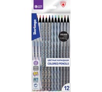 Цветные карандаши Berlingo supersoft starlight 12 цветов, трехгранные, черное дерево, лазерная пленка, заточенные, европодвес SSS0612