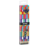 Набор карандашей Berlingo color block чернографитные, 12 шт, hb, круглый, заточенные, с ластиком, ассорти, pet-бокс BP00S03_12