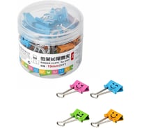 Зажимы для бумаг DELI 8487 смайлы, 19 мм, 40 шт., в пластиковой тубе, в ассортименте 1581160