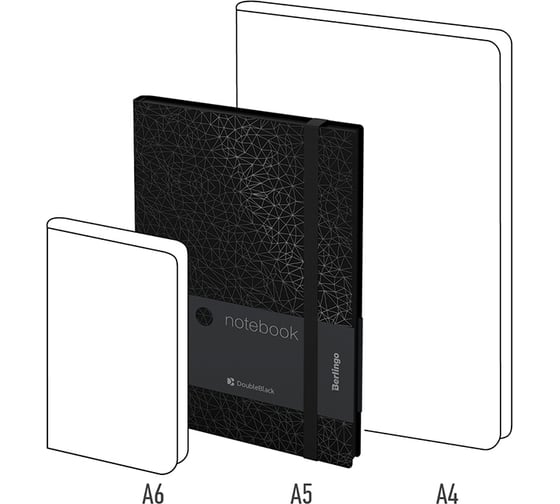 Записная книжка Berlingo DoubleBlack А5, 80 л, кожзам, черный срез, черная, с рисунком NB0_94503