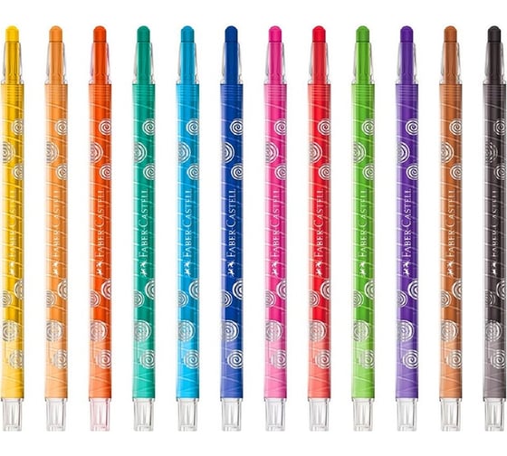Восковые карандаши Faber-Castell 12 цветов, выкручивающийся стержень, картонная упаковка, европодвес 120003