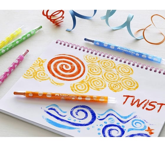 Восковые карандаши Faber-Castell 12 цветов, выкручивающийся стержень, картонная упаковка, европодвес 120003