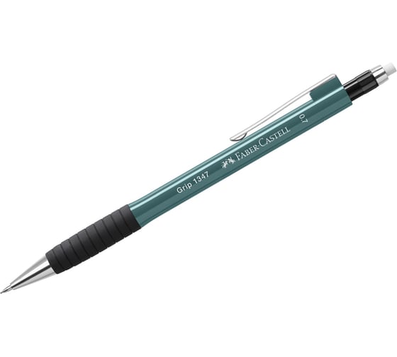 Механический карандаш Faber-Castell grip 1347 b, 0.7 мм, грип, с ластиком, автоподача грифеля, изумрудно-зеленый 134760 1