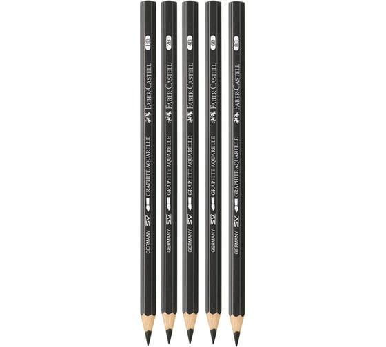 Набор чернографитных карандашей Faber-Castell акварельные graphite aquarelle, 5 шт, hb-8b, заточенные, металлический короб 117805
