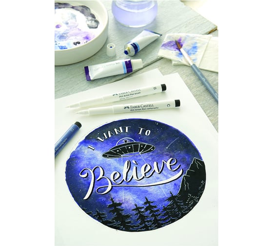 Капиллярная ручка Faber-Castell pitt artist pen brush цвет 101 белый, 2.5 мм, пишущий узел кисть 167401