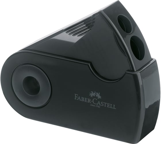 Пластиковая точилка Faber-Castell sleeve 2 отверстия, контейнер, черная 182700