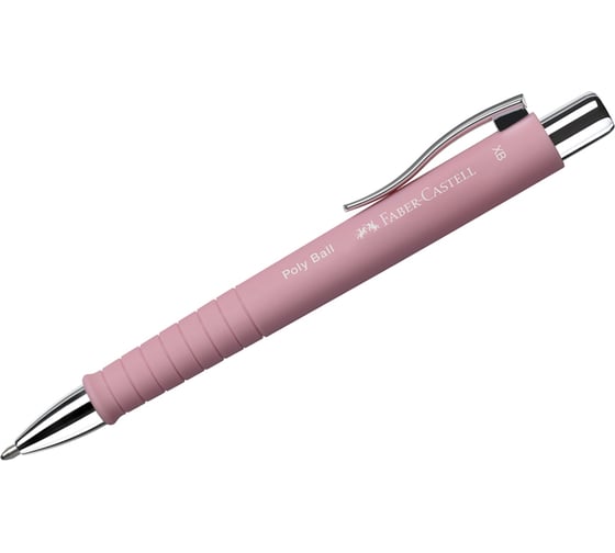 Автоматическая шариковая ручка Faber-Castell poly ball xb синяя, 1,4 мм, софт-тач, трехгранный, светло-розовый корпус 241127