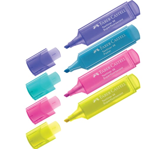 Набор текстовыделителей Faber-Castell 46 superfluorescent+pastel 2 флуоресцентных цвета + 2 пастельных цвета, 1-5 м 154610