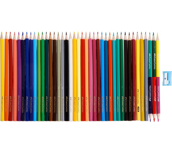 Цветные карандаши Faber-Castell замок, 36 цветов, шестигранные, заточенные, 6 цветов, чернографитный карандаш, точилка, картонная упаковка, европодвес 110336