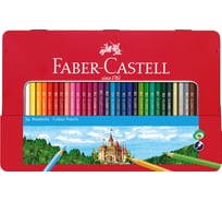 Цветные карандаши Faber-Castell замок, 36 цветов, шестигранные, заточенные, металлическая коробка 115886