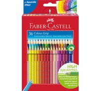 Цветные карандаши Faber-Castell grip, 36 цветов, трехгранные, заточенные, картонная коробка, европодвес 112442