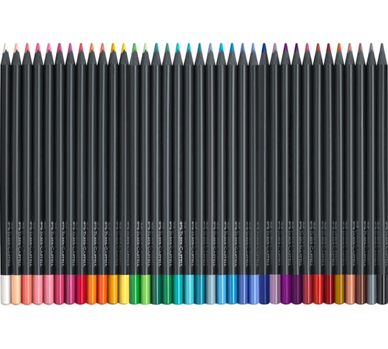 Цветные карандаши Faber-Castell black edition, 36 цветов, трехгранные, черное дерево, заточенные, картон 116436