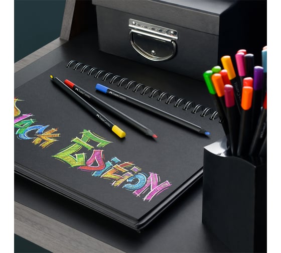 Цветные карандаши Faber-Castell black edition, 36 цветов, трехгранные, черное дерево, заточенные, картон 116436