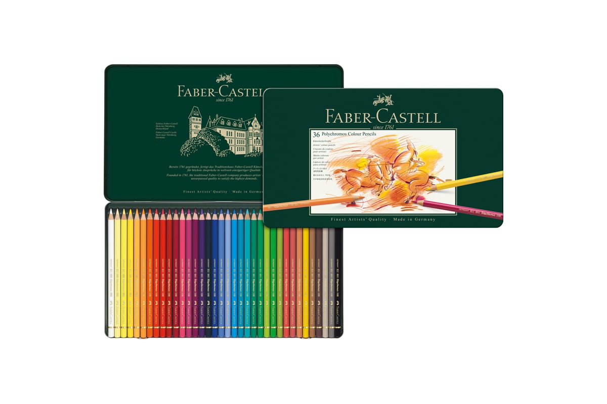 Цветные карандаши Faber-Castell художественные polychromos, 36 цветов ...