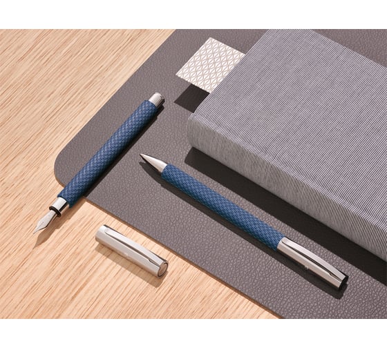Перьевая ручка Faber-Castell ambition opart deep water синяя, м 0.75 мм, корпус глубокий синий, картонная коробка 147120
