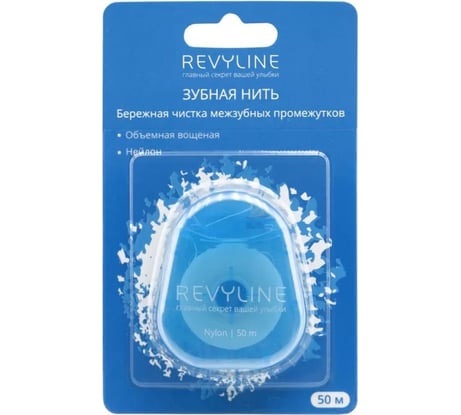 Зубная нить Revyline нейлон, мятная, вощеная, 50 м 6022
