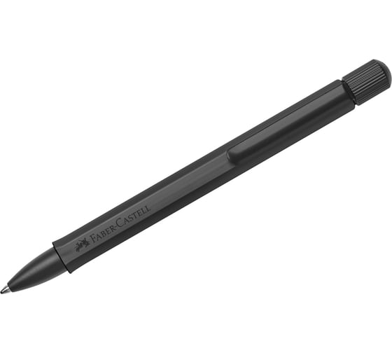 Автоматическая шариковая ручка Faber-Castell hexo черная, 1,0 мм, поворотный, шестигранный, черный матовый корпус, картонная коробка 140577