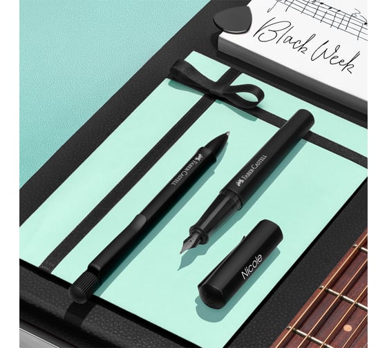 Автоматическая шариковая ручка Faber-Castell hexo черная, 1,0 мм, поворотный, шестигранный, черный матовый корпус, картонная коробка 140577