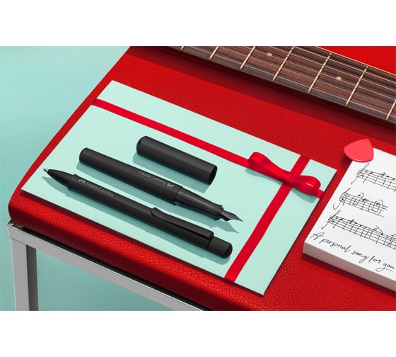 Автоматическая шариковая ручка Faber-Castell hexo черная, 1,0 мм, поворотный, шестигранный, черный матовый корпус, картонная коробка 140577