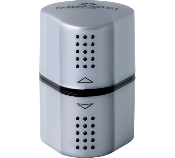 Набор чернографитных карандашей Faber-Castell grip 2001 3 шт, трехгранные, заточенные, 2 шт ластик-колпачок, точилка, серебро, блистер 117098