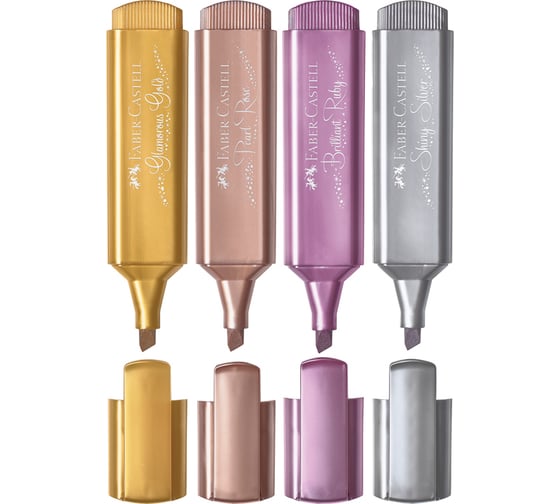 Набор текстовыделителей Faber-Castell tl 46 metallic 4 цвета, 1-5 мм, блистер 154640