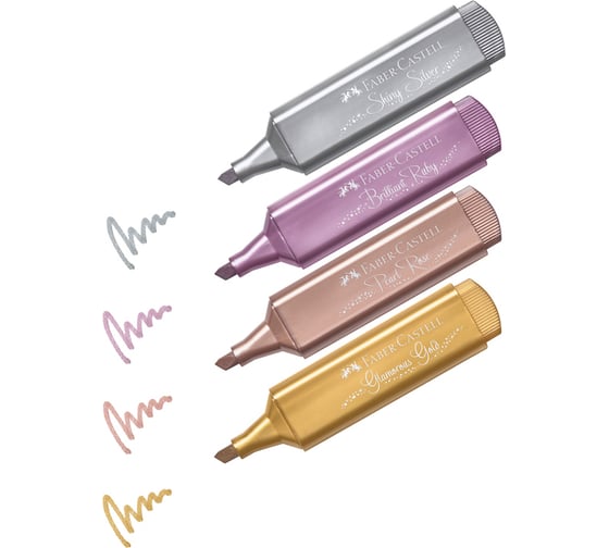 Набор текстовыделителей Faber-Castell tl 46 metallic 4 цвета, 1-5 мм, блистер 154640