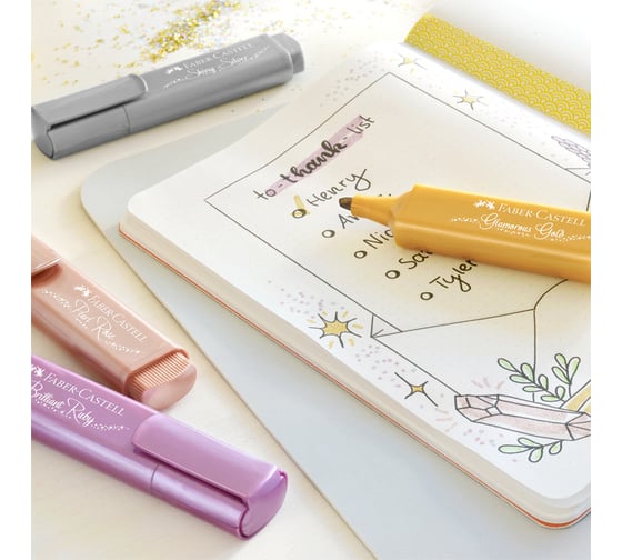 Набор текстовыделителей Faber-Castell tl 46 metallic 4 цвета, 1-5 мм, блистер 154640