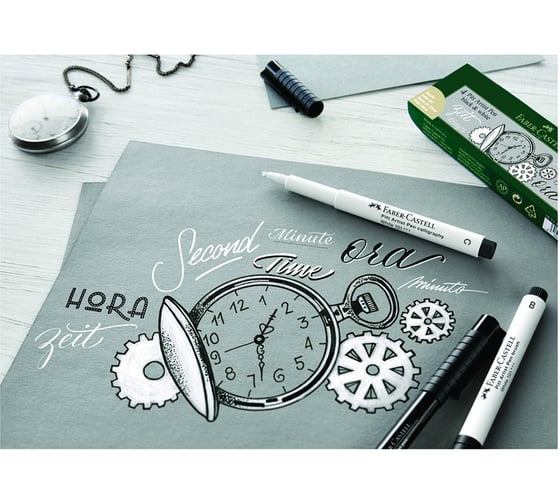 Капиллярная ручка Faber-Castell pitt artist pen calligraphy цвет 101 белый, с 2.5 мм, пишущий узел каллиграфический 167501