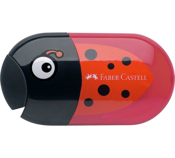 Пластиковая точилка Faber-Castell с ластиком animals 2 отверстия, контейнер, ассорти 183522