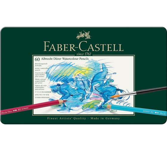 Художественные акварельные карандаши Faber-Castell albrecht dürer, 60 цветов, металлическая коробка 117560 1
