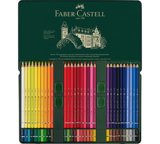 Художественные акварельные карандаши Faber-Castell albrecht dürer, 60 цветов, металлическая коробка 117560
